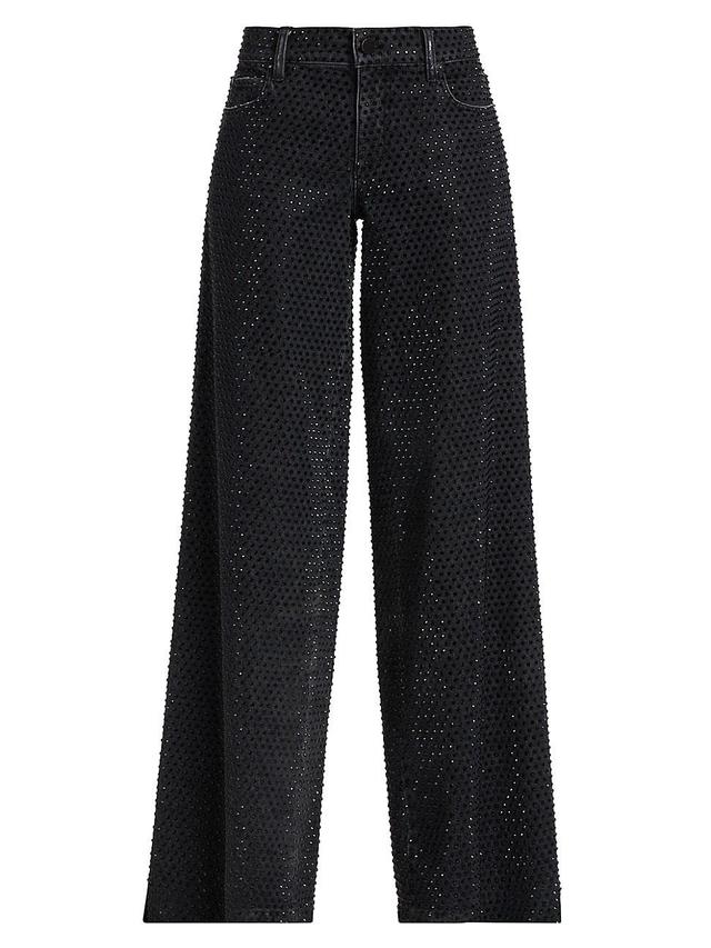 Womens Trish Crystal-Embellished Wide-Leg Jeans Product Image