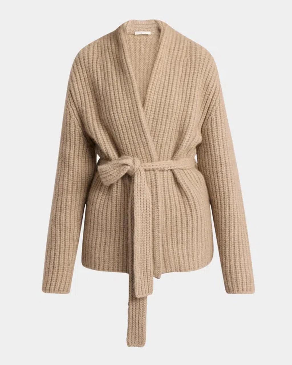 THE ROW Isotani Chunky Cashmere Wrap Cardigan In Beige product image