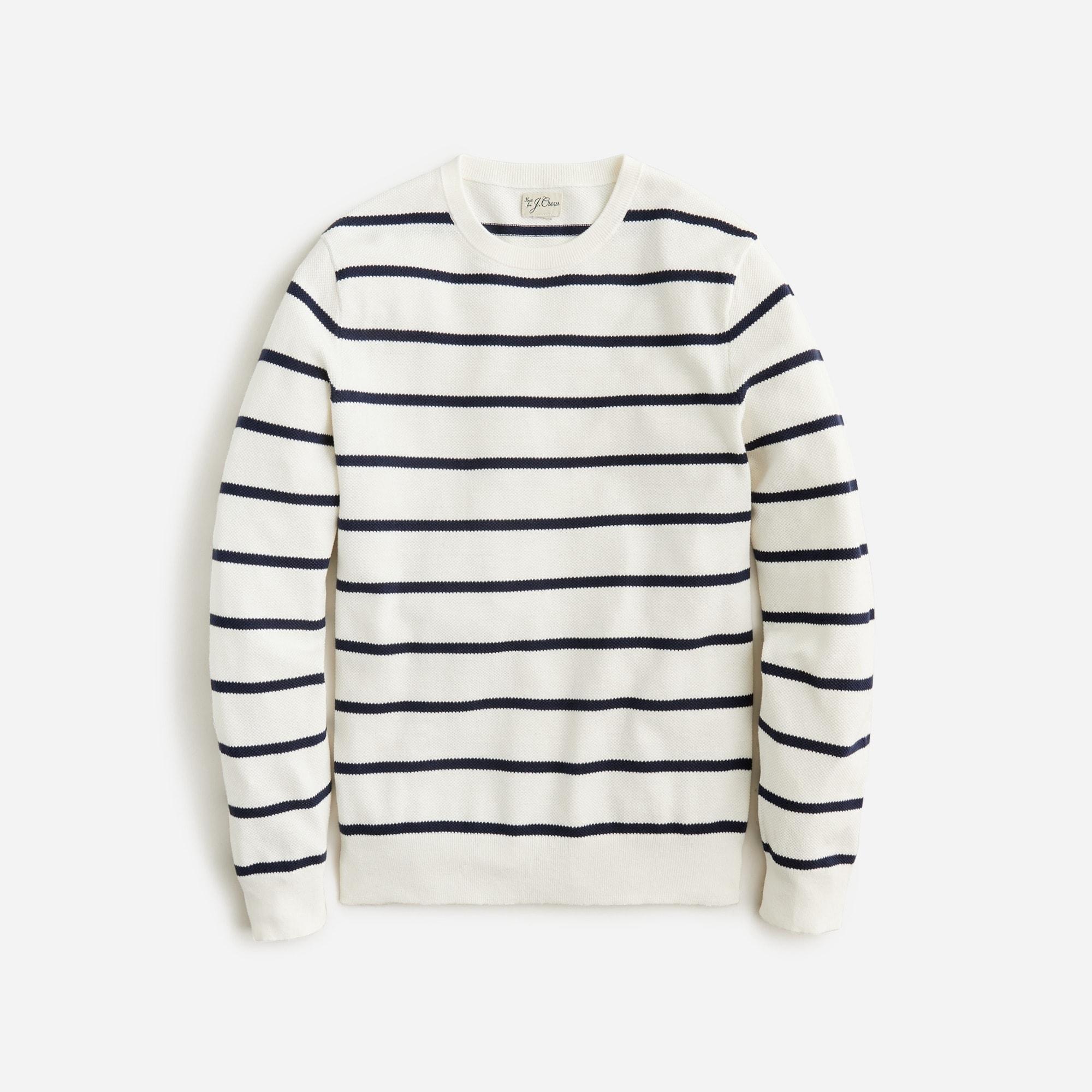 Cotton piqué-stitch sweater in stripe Product Image