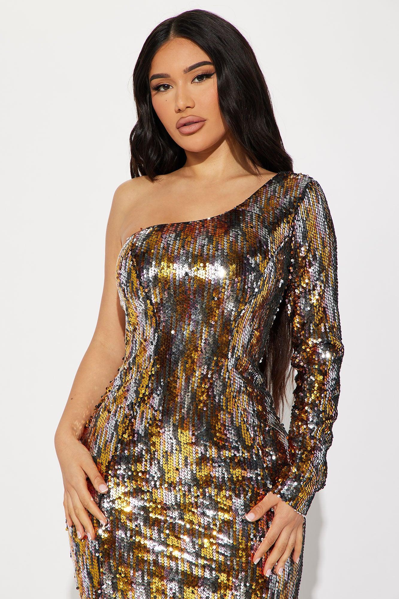 Chloe Sequin Maxi Dress - Gold/Multi Product Image