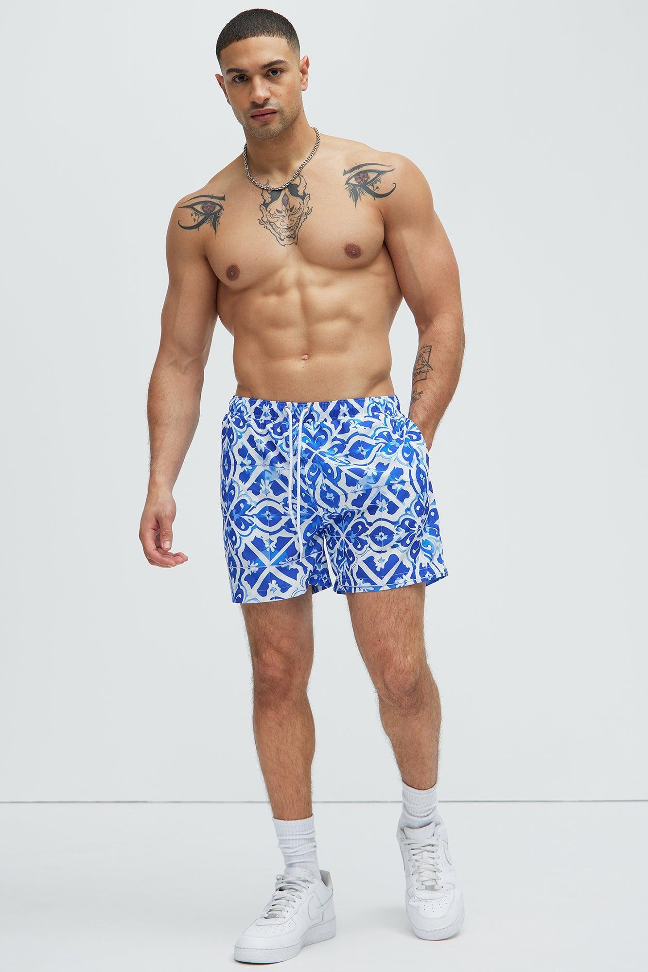 Morocco Tiles Swim Trunks - Blue/combo Product Image