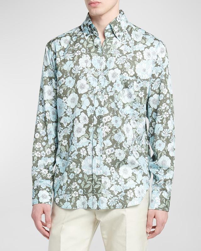 Mens Floral-Print Sport Shirt Product Image