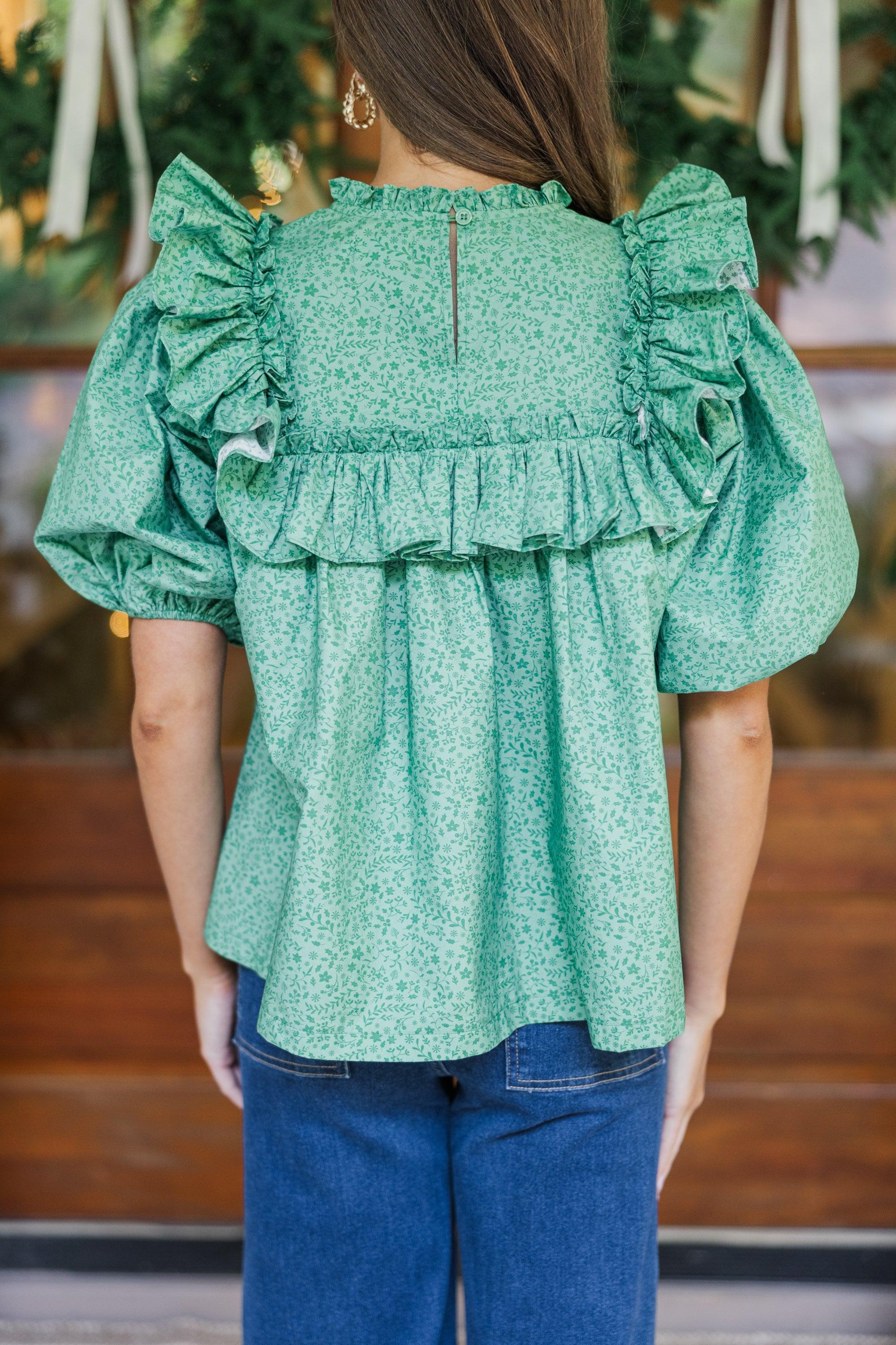 Feeling Close To You Green Ditsy Floral Blouse Female Product Image