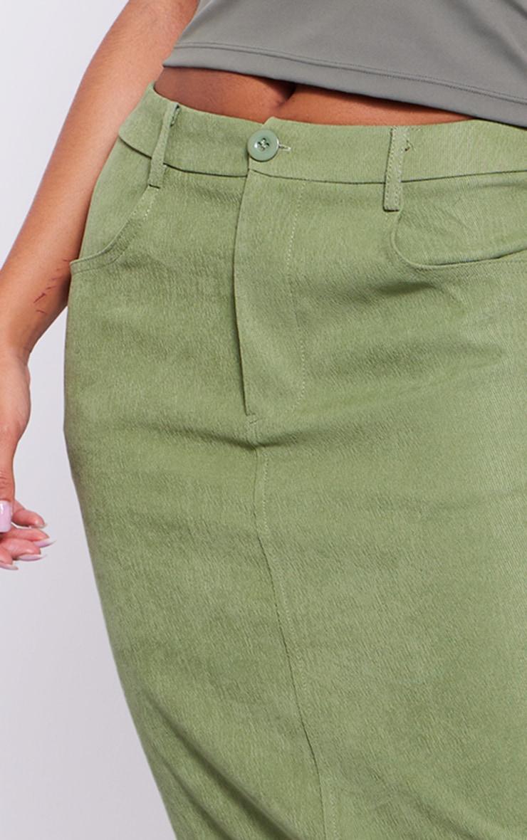 Sage Soft Twill Blend Split Back Maxi Skirt Product Image