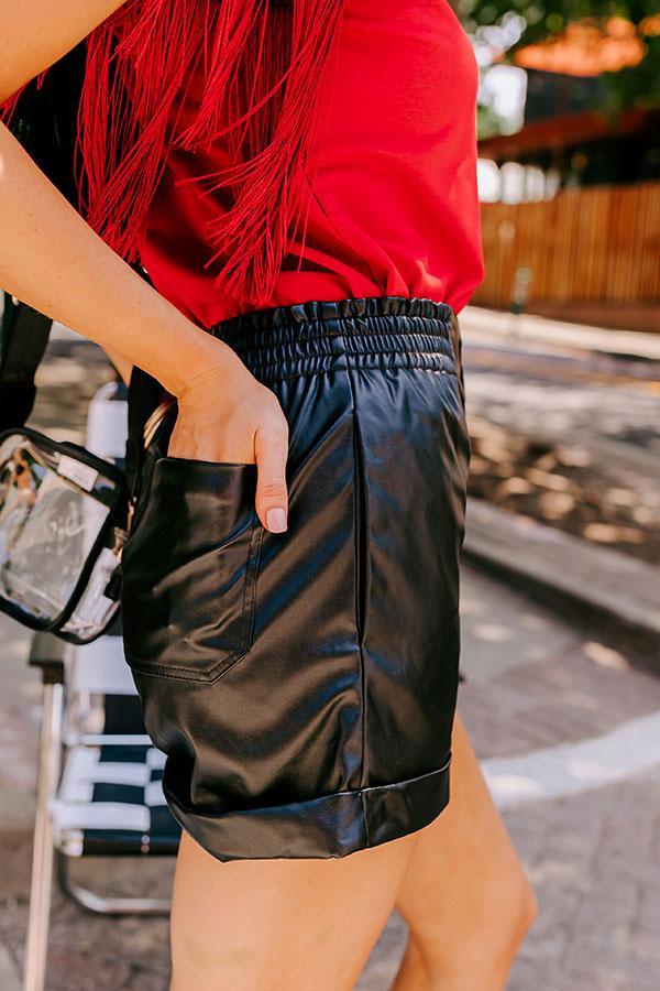 Called To Be Cute Faux Leather Shorts In Black Product Image