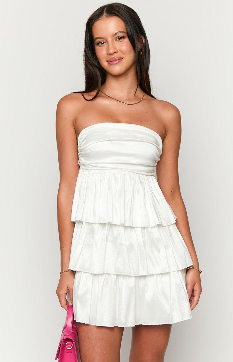 One Wish White Strapless Mini Dress Product Image