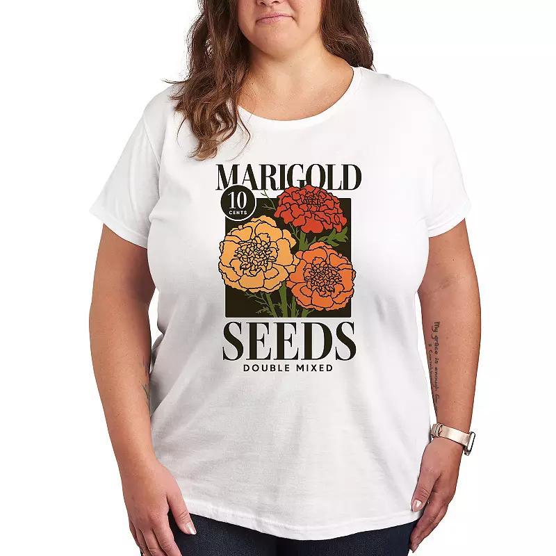 Plus Marigold Seeds Graphic Tee, Womens Grey Gray Product Image