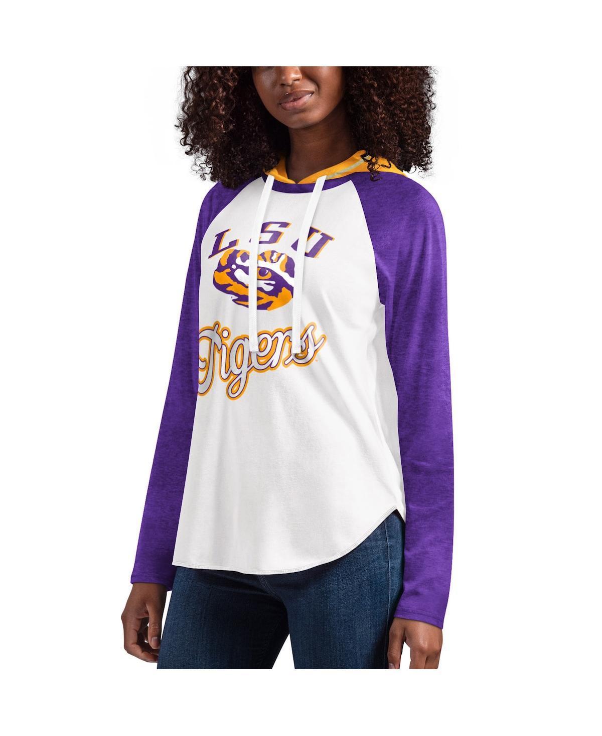 Womens G-III 4Her by Carl Banks /Purple LSU Tigers From the Sideline Raglan Long Sleeve Hoodie T-Shirt Product Image