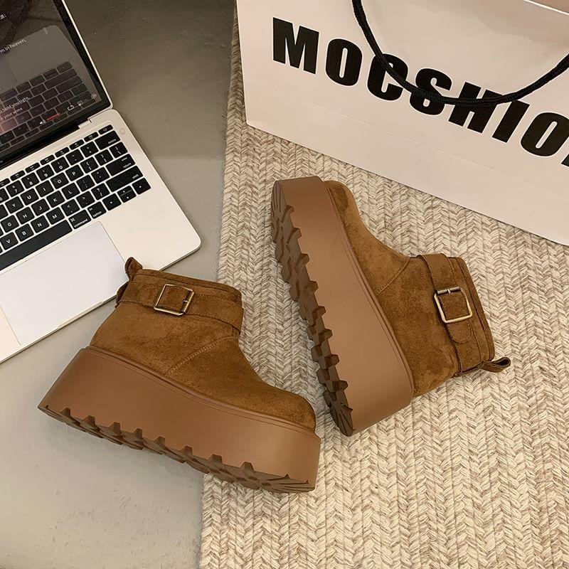 Buckle Platform Ankle Snow Boots Product Image