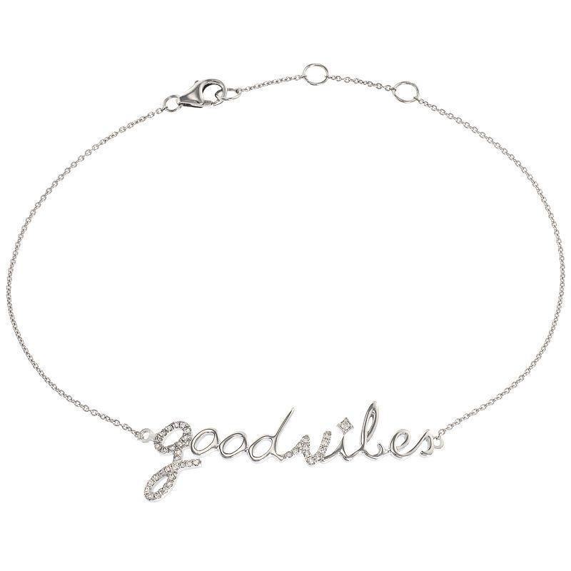 Luxle 14k White Gold 1/10 Carat T.W. Diamond Good Vibes Bracelet, Womens Product Image