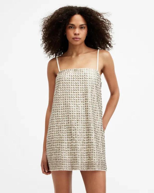 Opeline Embellished Mini Dress In White/gold Product Image