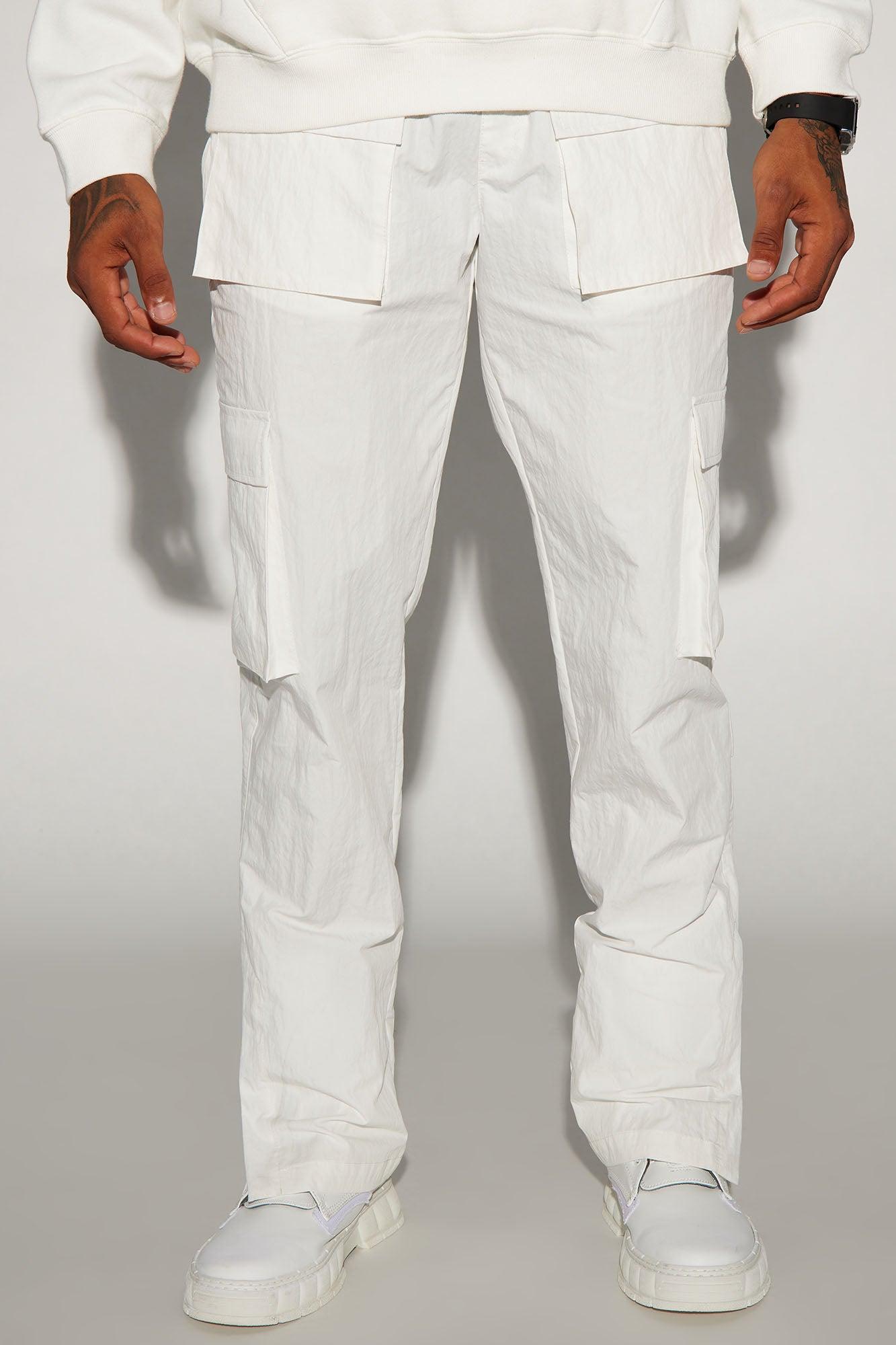 Lagos Textured Nylon Snap Cargo Pants - White Product Image