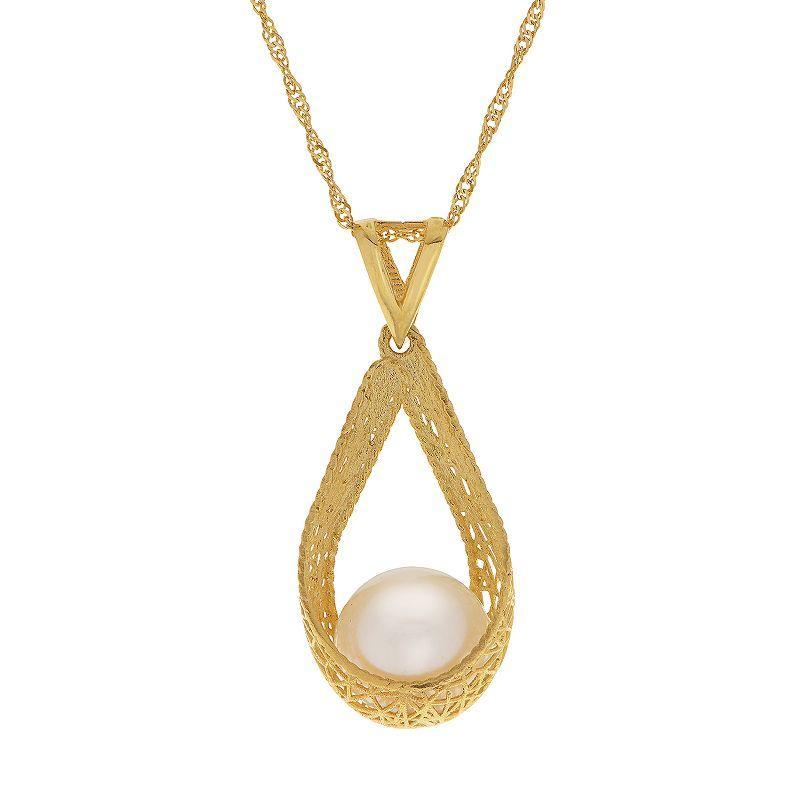 PearLustre by Imperial 14k Gold Freshwater Cultured Pearl Teardrop Pendant, Womens White Product Image