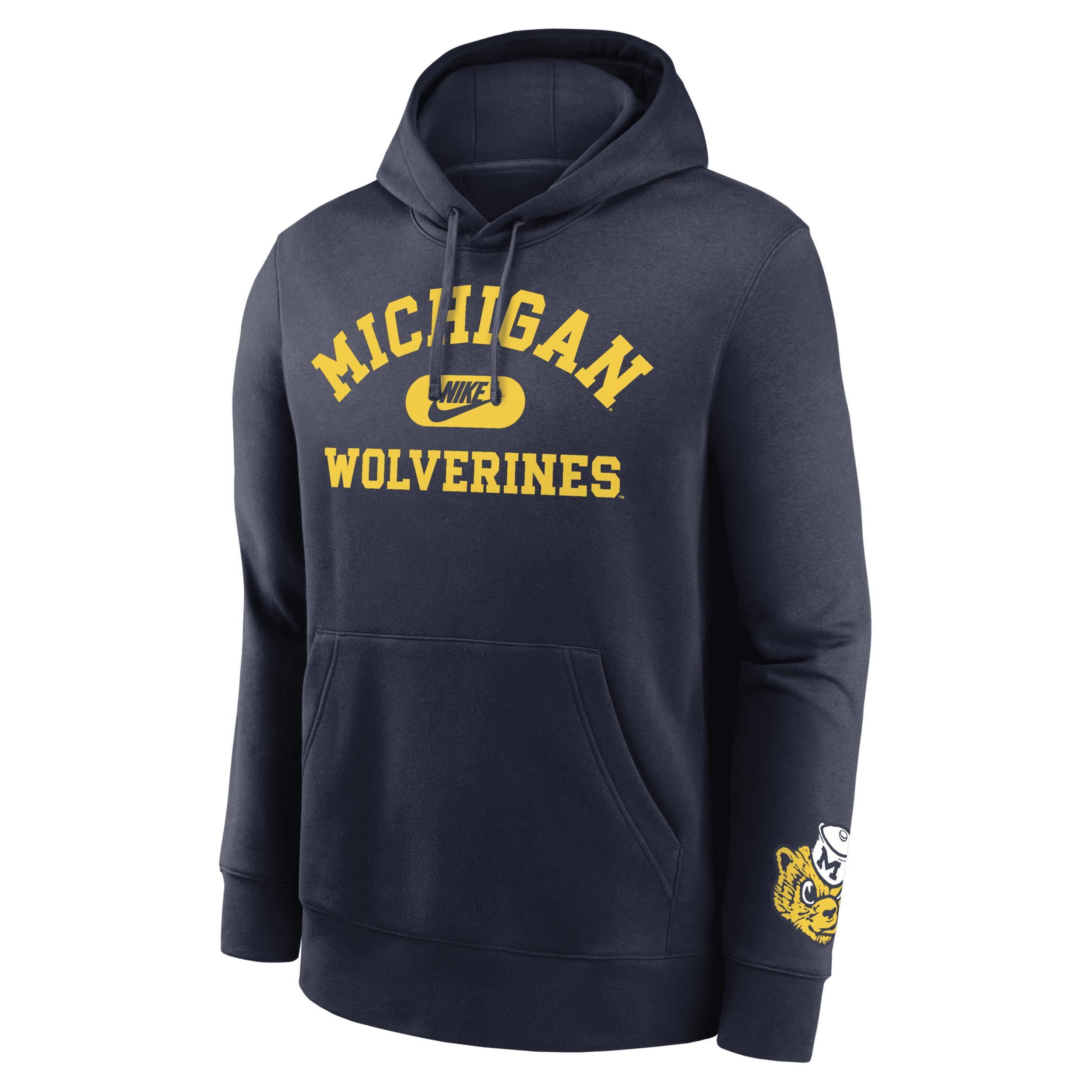 Michigan Wolverines Legacy Club Foundational Nike Mens College Pullover Hoodie Product Image