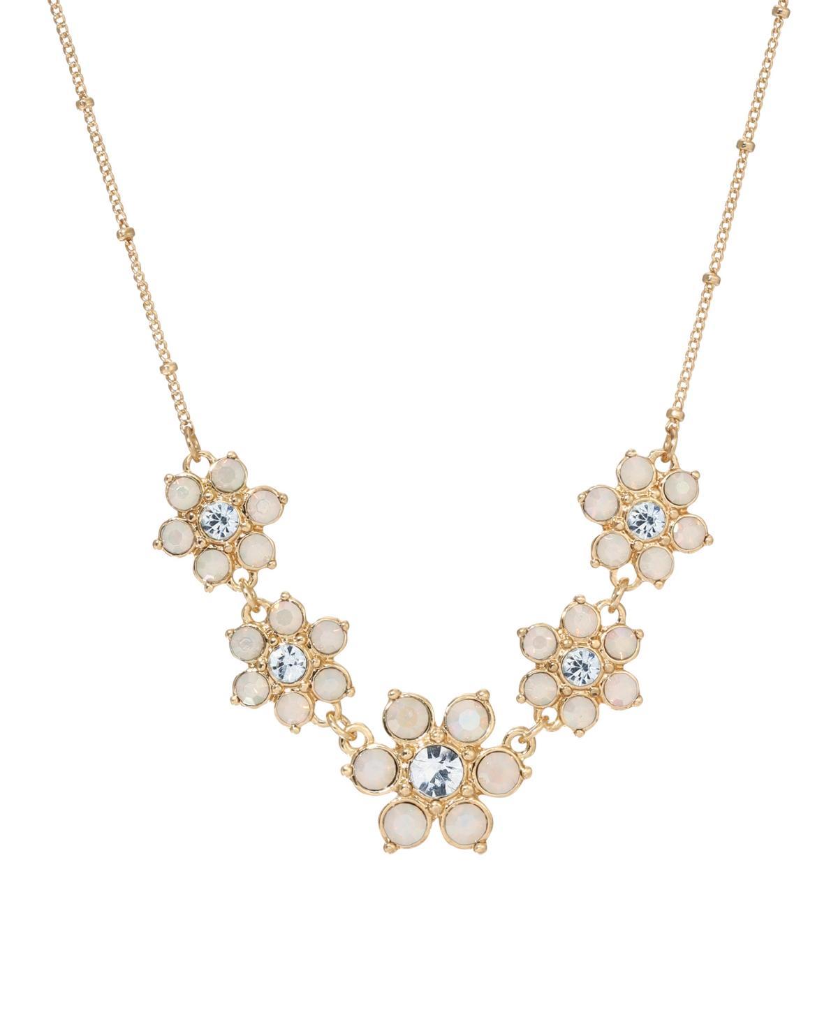 1928 Gold Tone Simulated Opal Flower Collar Necklace, Womens, White Product Image