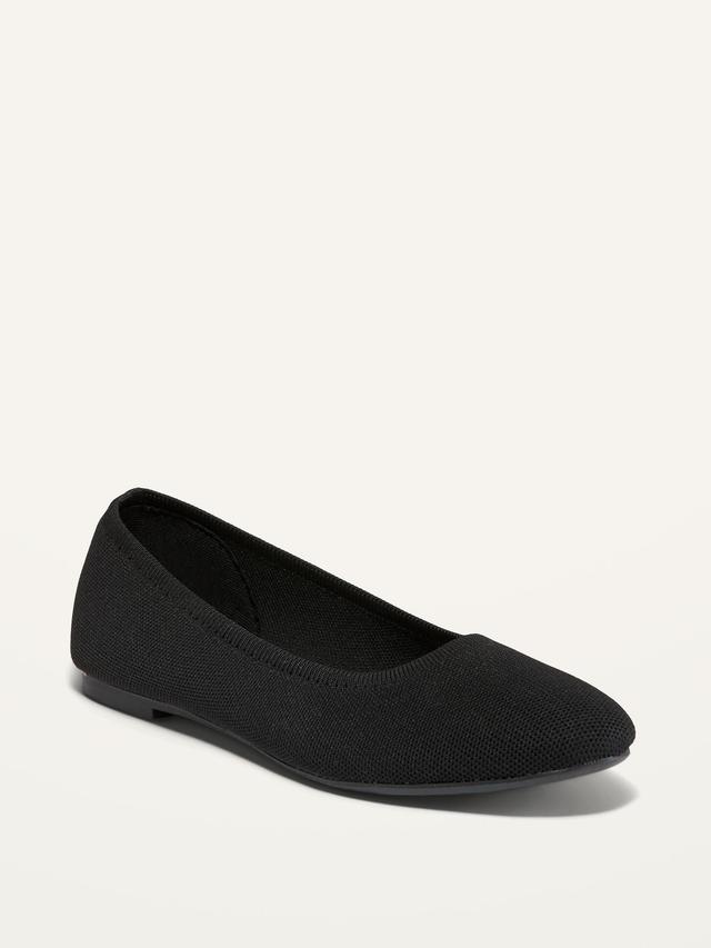 Old Navy Knit Almond-Toe Ballet Flats For Women - Black Jack - female - Size: 11 Product Image