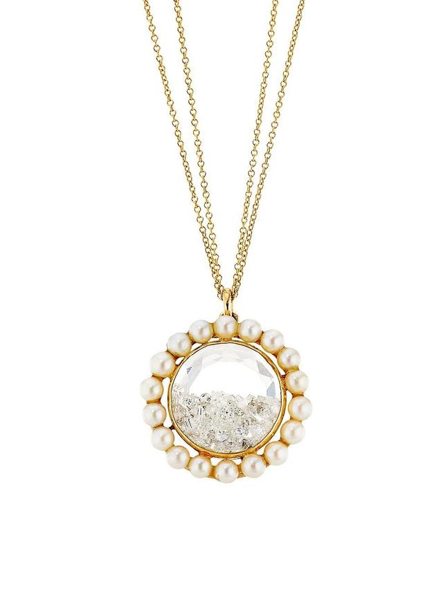 Womens Shake 18K Yellow Gold, 2.7 TCW Diamond & Natural Pearl Pendant Necklace Product Image