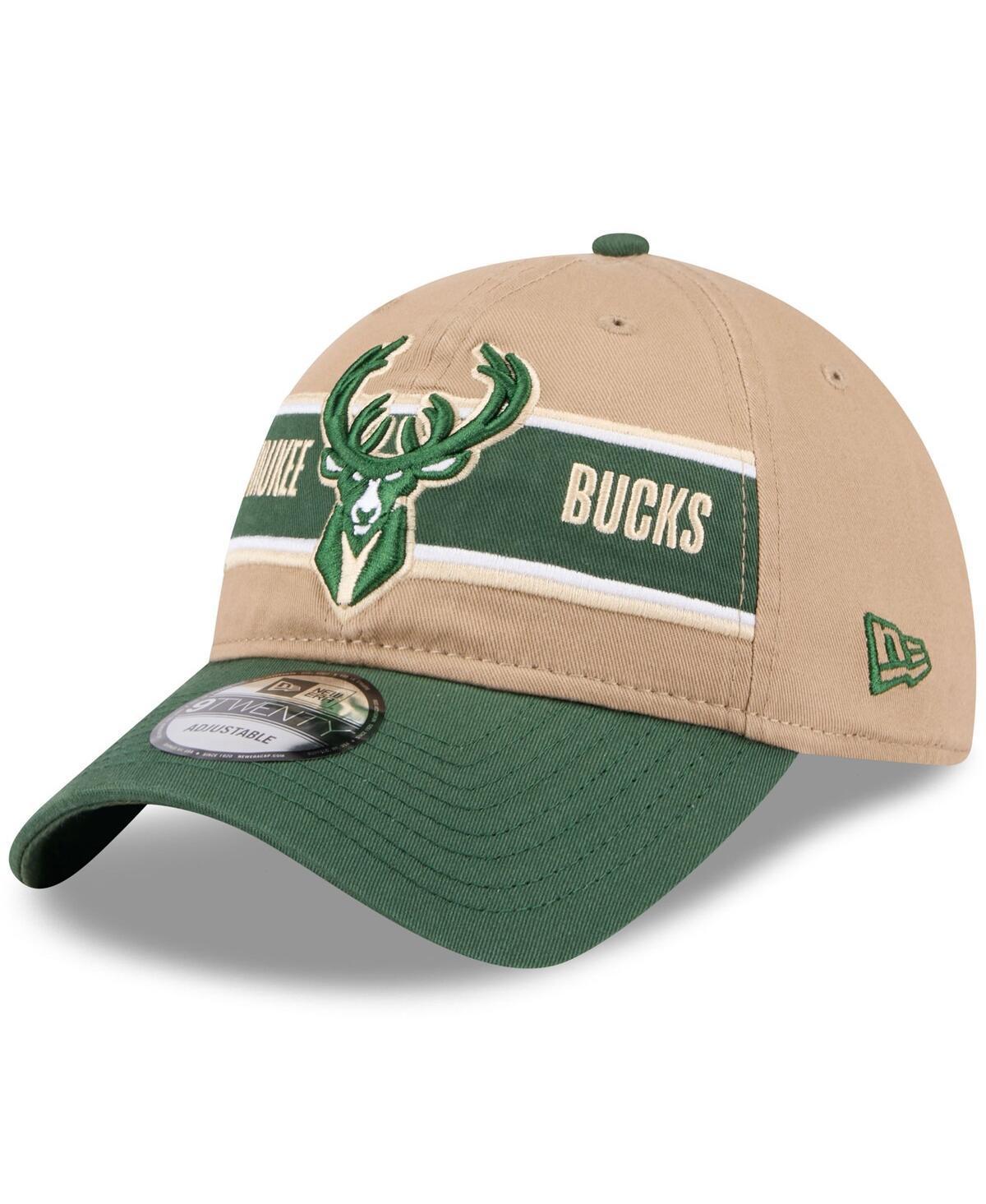 New Era Mens Tan Milwaukee Bucks 2024 Nba Draft 9TWENTY Adjustable Hat - Tan, Hunter Green Product Image