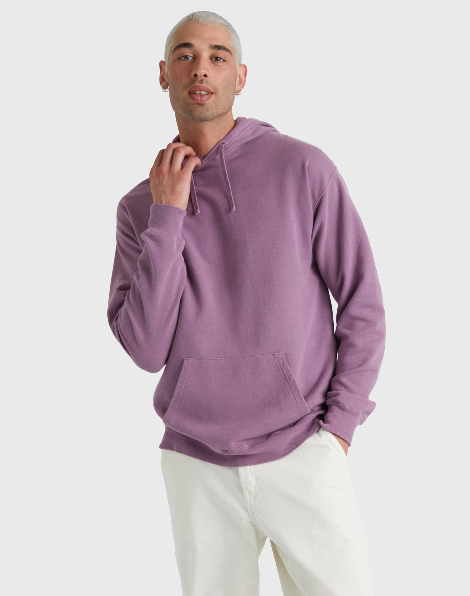 Mens Hanes Originals Garment Dyed Fleece Pullover Hoodie Pink Product Image