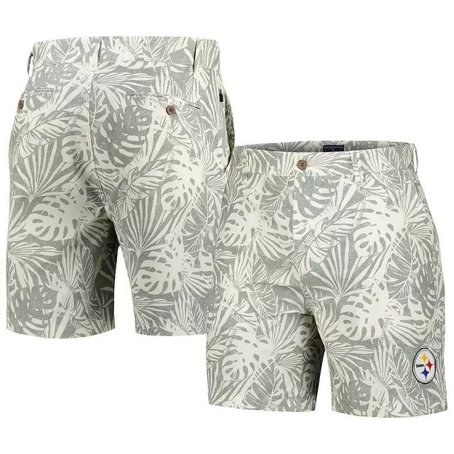 Mens Margaritaville Gray Pittsburgh Steelers Sandwashed Monstera Print Amphib Shorts Product Image