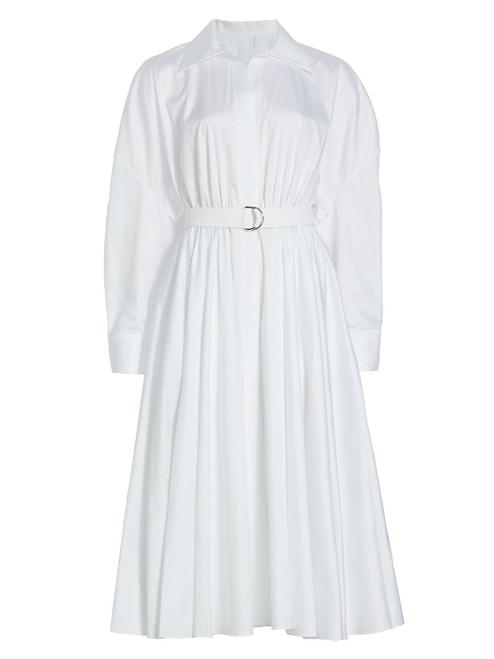 Womens Oversized Belted Poplin Midi-Dress product image