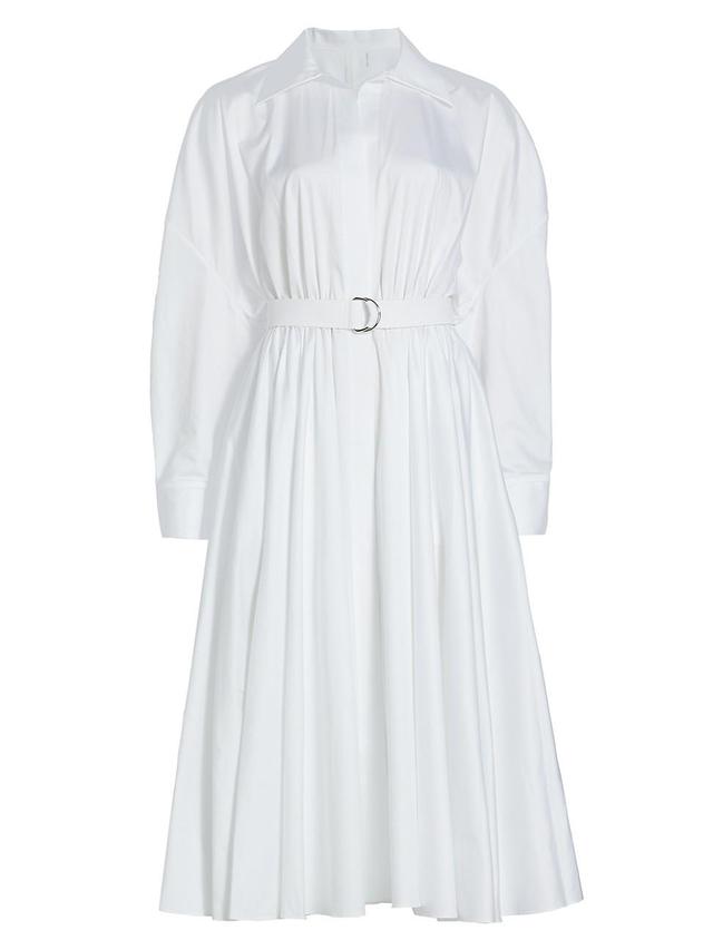 Womens Oversized Belted Poplin Midi-Dress Product Image