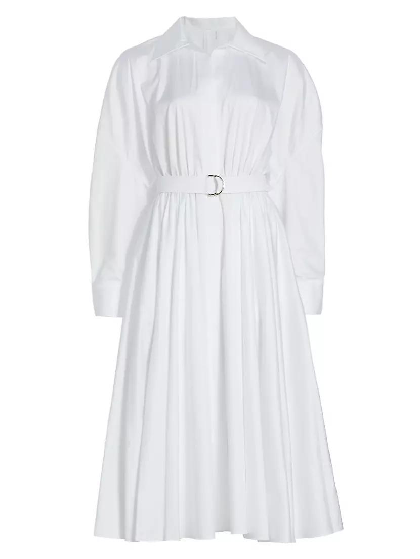 Oversized Belted Poplin Midi-Dress Product Image