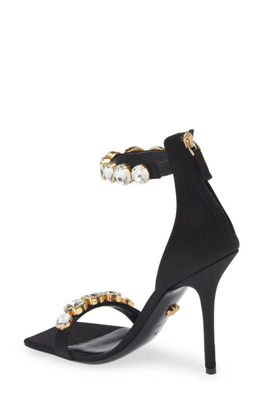 Crystal Embellished Ankle Strap Sandal In Black product image