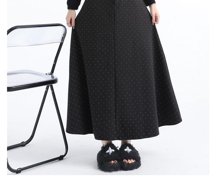 High Waist Polka Dot Midi A-Line Skirt Product Image