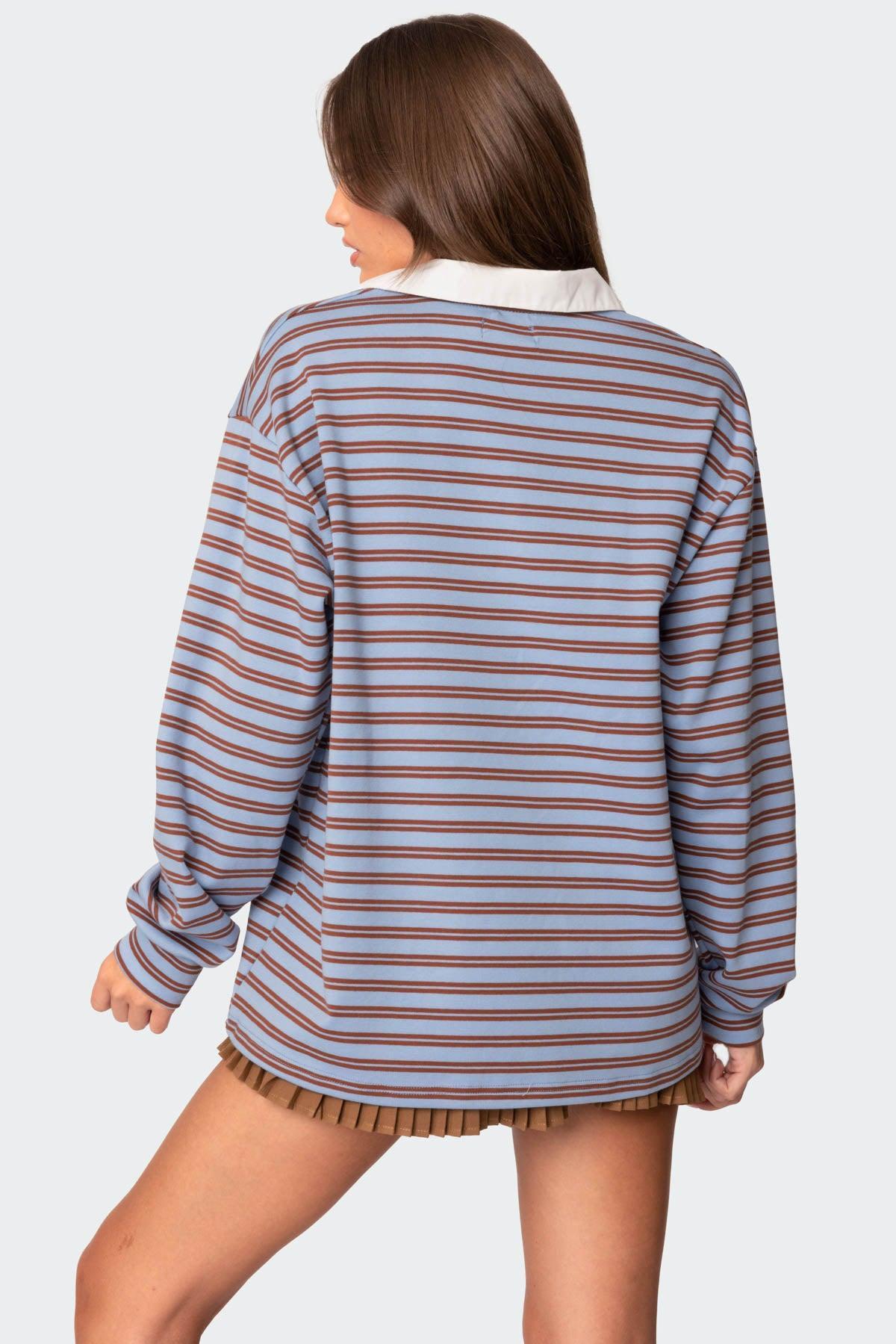 Stripey Oversized Collared Shirt Product Image