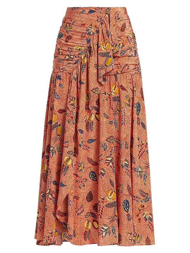 Womens Georgina Printed Silk Midi-Skirt Product Image