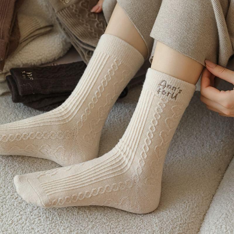 Letter Embroidered Crew Socks Product Image