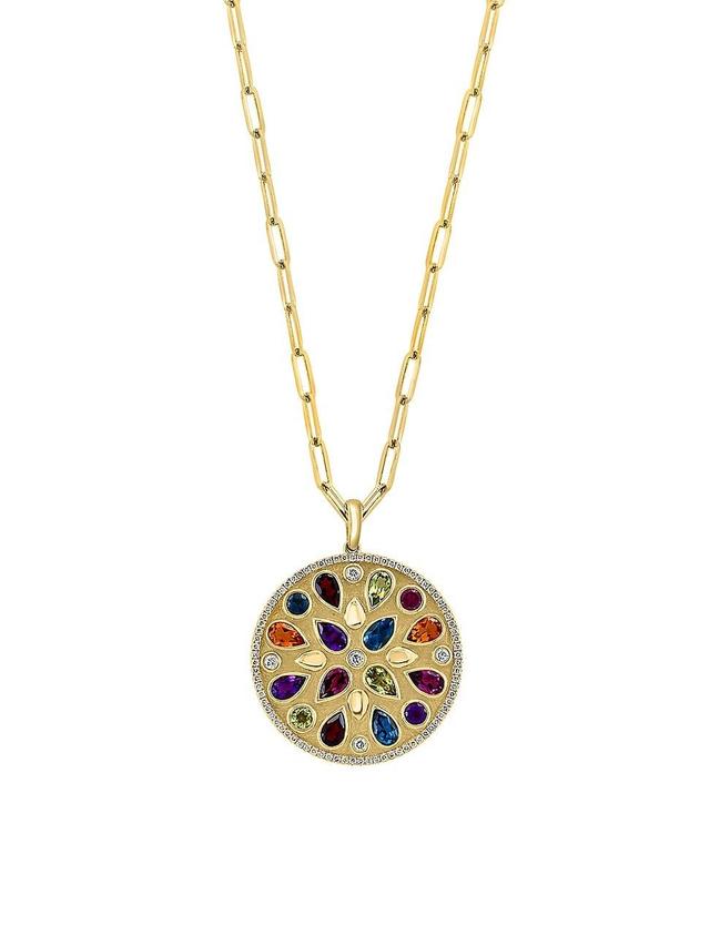 Womens 14K Yellow Gold & Multi-Stone Pendant Necklace Product Image