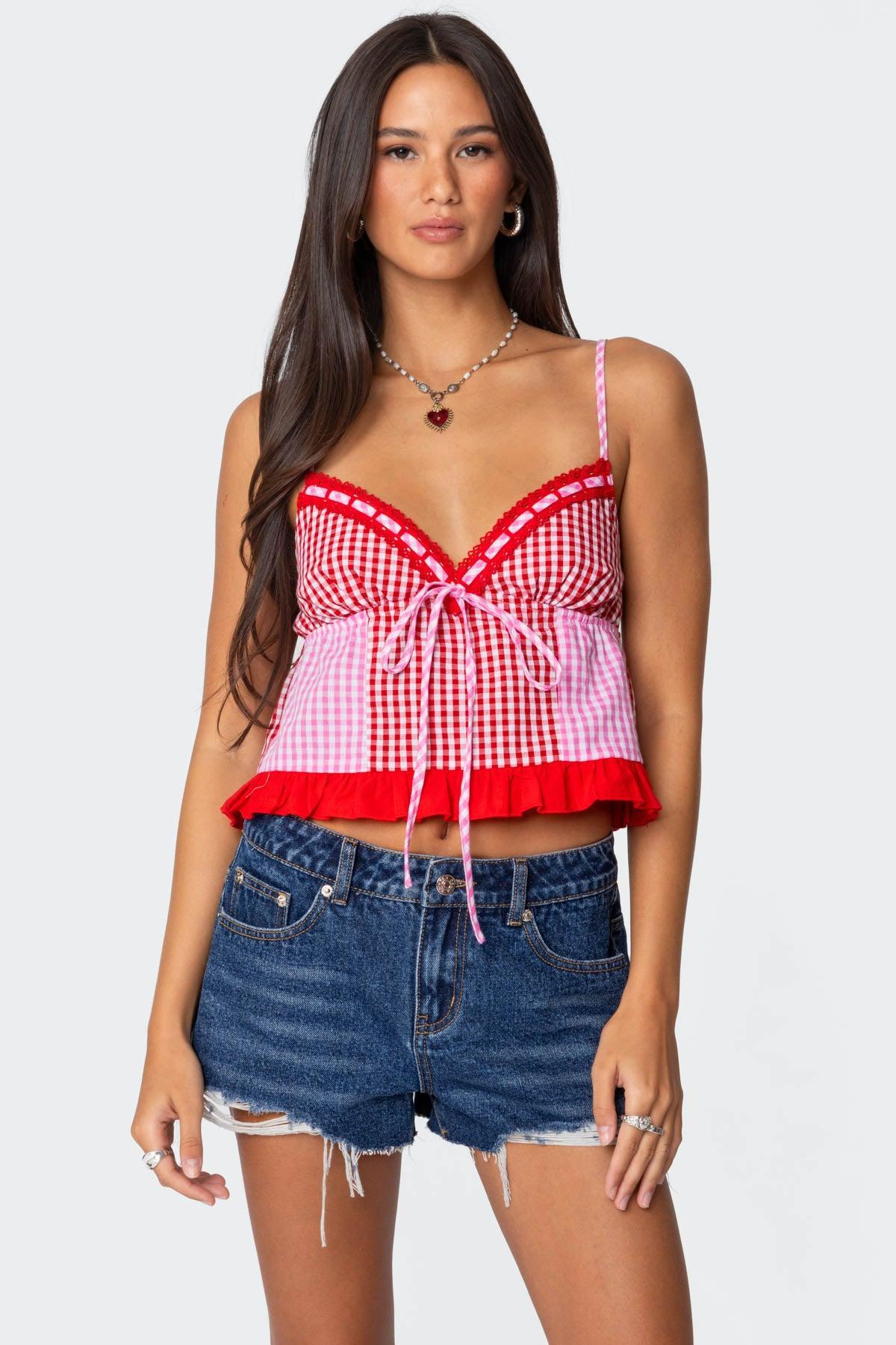 Joanne Mixed Gingham Tank Top Product Image