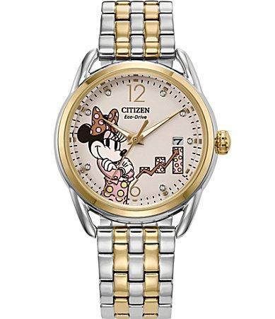 Citizen Womens Disney Empowered Minnie Mouse Multifunction Two Tone Stainless Steel Bracelet Watch Product Image