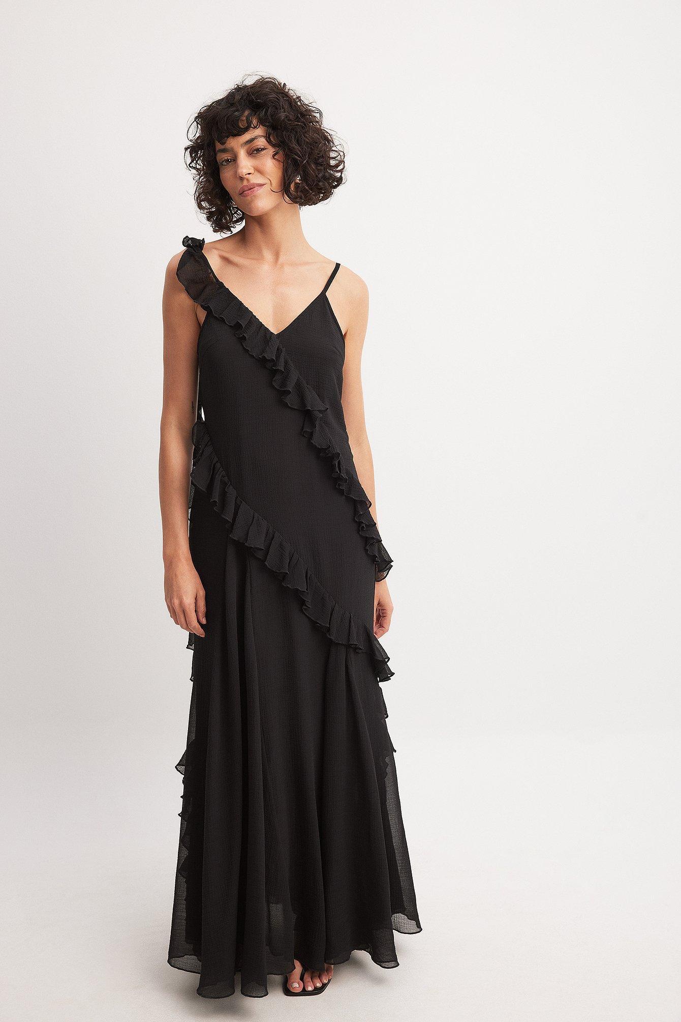 Ruffle Detail Chiffon Maxi Dress Product Image