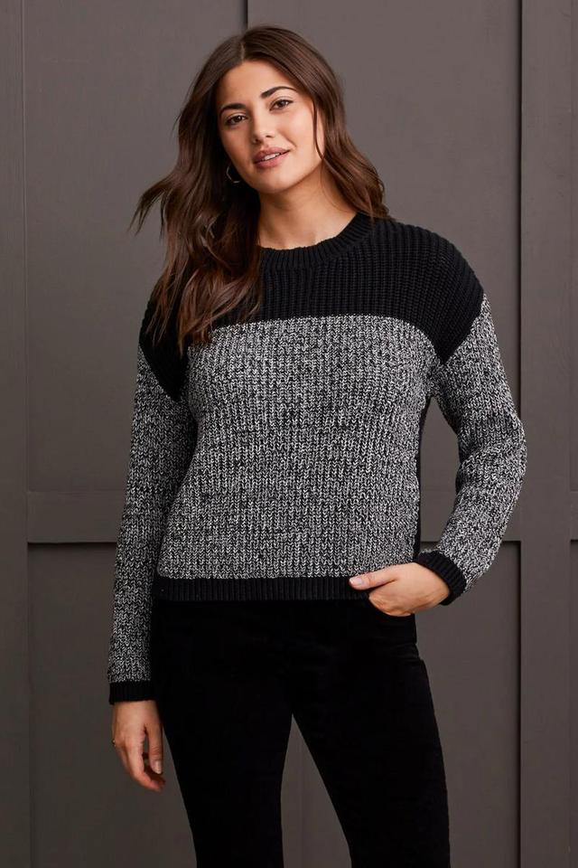 LONG SLEEVE CREW NECK COLORBLOCK SWEATER Product Image