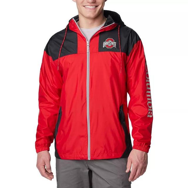 Mens Columbia Scarlet Ohio State Buckeyes Flash Challenger Omni-Shade Full-Zip Windbreaker Hoodie Jacket Product Image