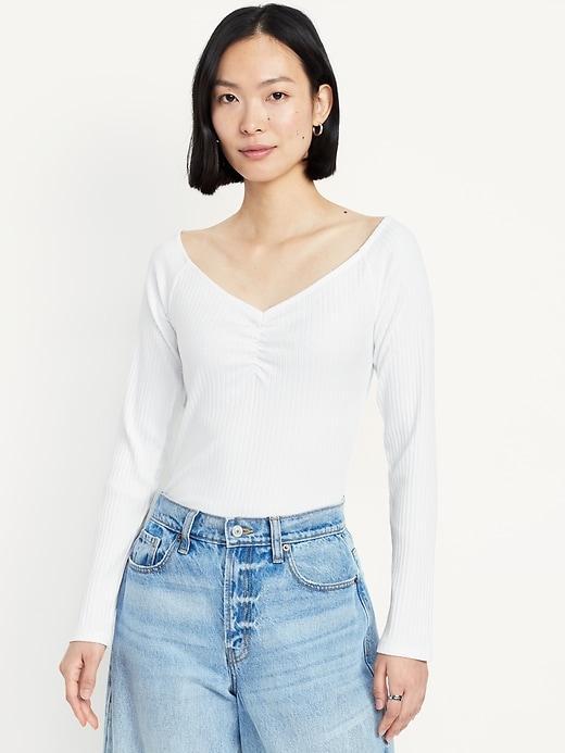 Cinched Rib-Knit Top Product Image