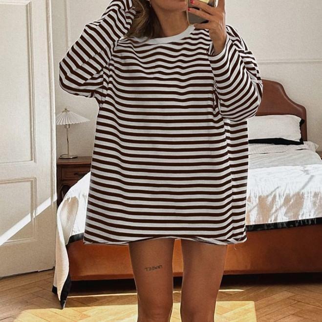 Long Sleeve Crew Neck Striped T-Shirt product image