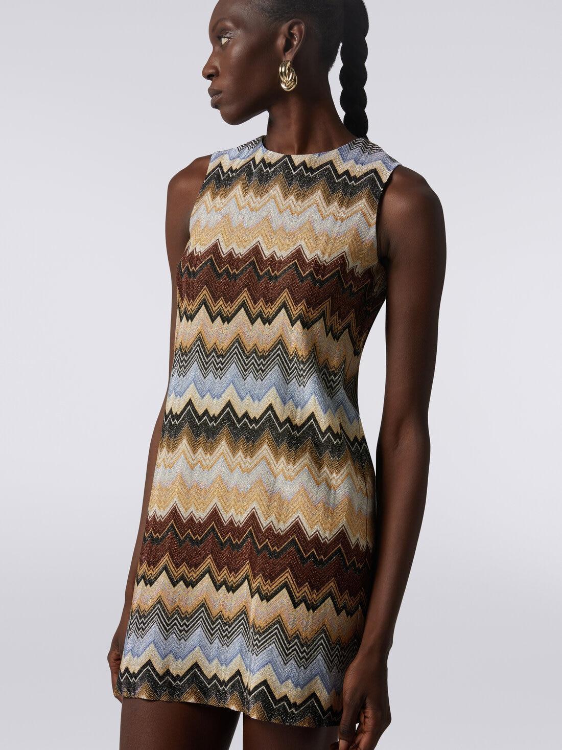 Pleated lamé zigzag viscose mini dress Multicoloured | Missoni Product Image