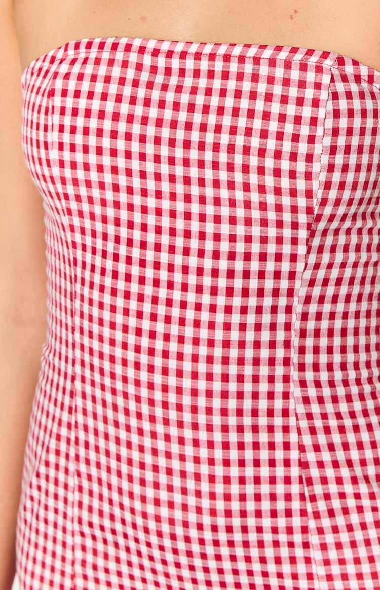 Angela Red Gingham Maxi Dress Product Image