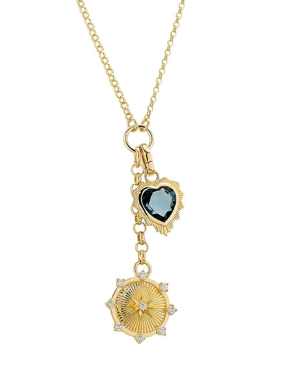 Womens True Love & Internal Compass 18K Yellow Gold & TCW Diamond Small Mixed Belcher Chain Necklace Product Image