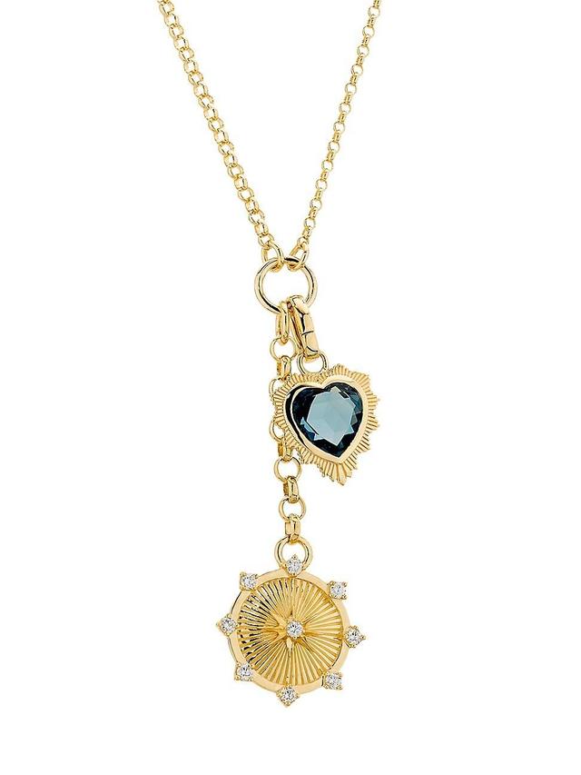 Womens True Love & Internal Compass 18K Yellow Gold & TCW Diamond Small Mixed Belcher Chain Necklace Product Image