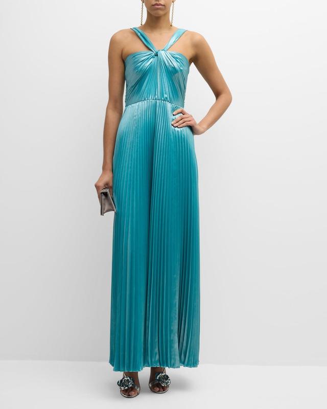 Womens Zoey Pliss Lam Twist-Front Gown Product Image