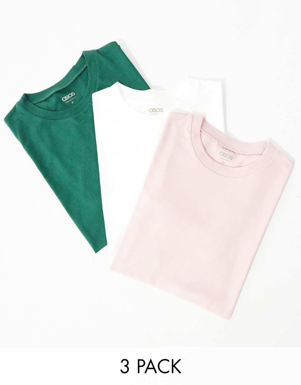 ASOS DESIGN 3 pack crew neck t-shirts in multiple colors Product Image