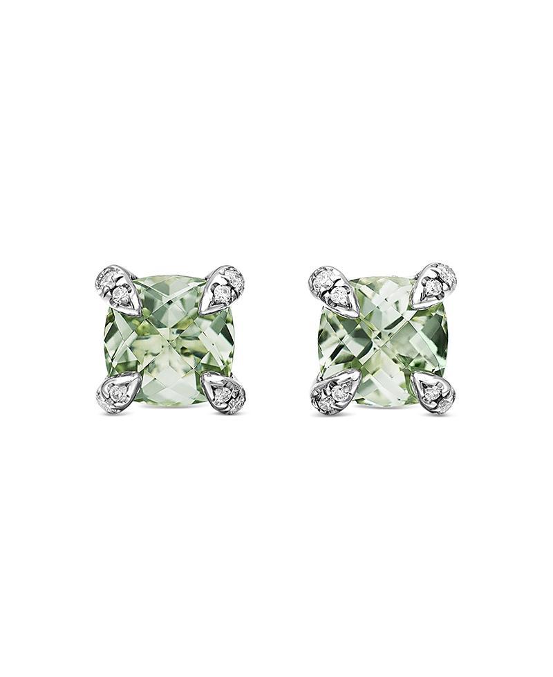 Womens Chtelaine Stud Earrings with Gemstone & Diamonds/9mm Product Image