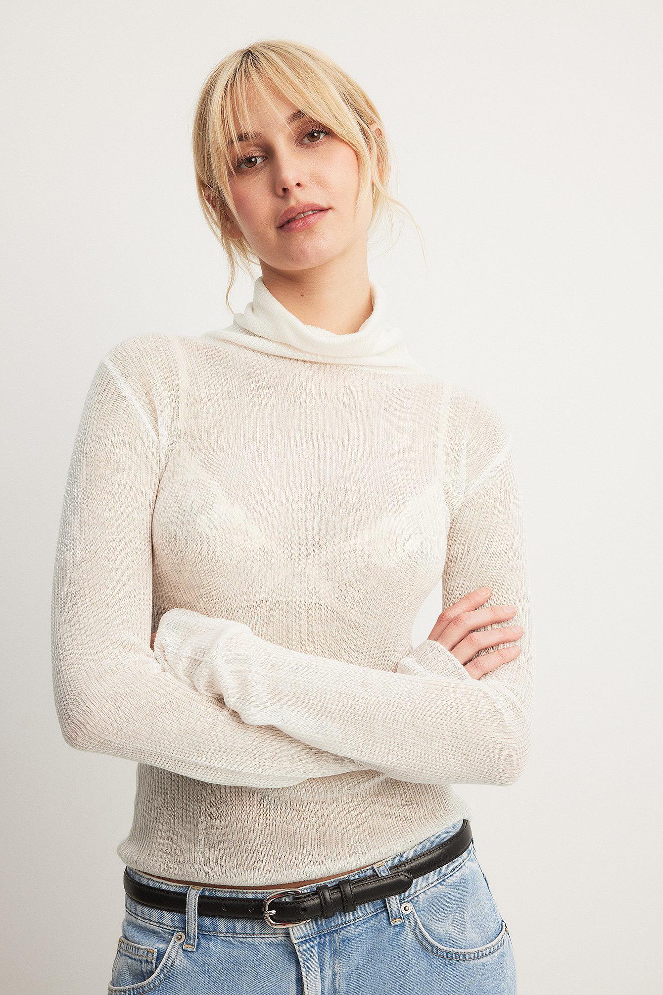 Sheer Knitted Turtle Neck Product Image