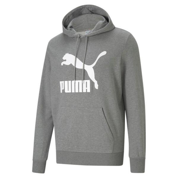 PUMA Classics Mens' Logo Hoodie in Medium Grey Heather Product Image