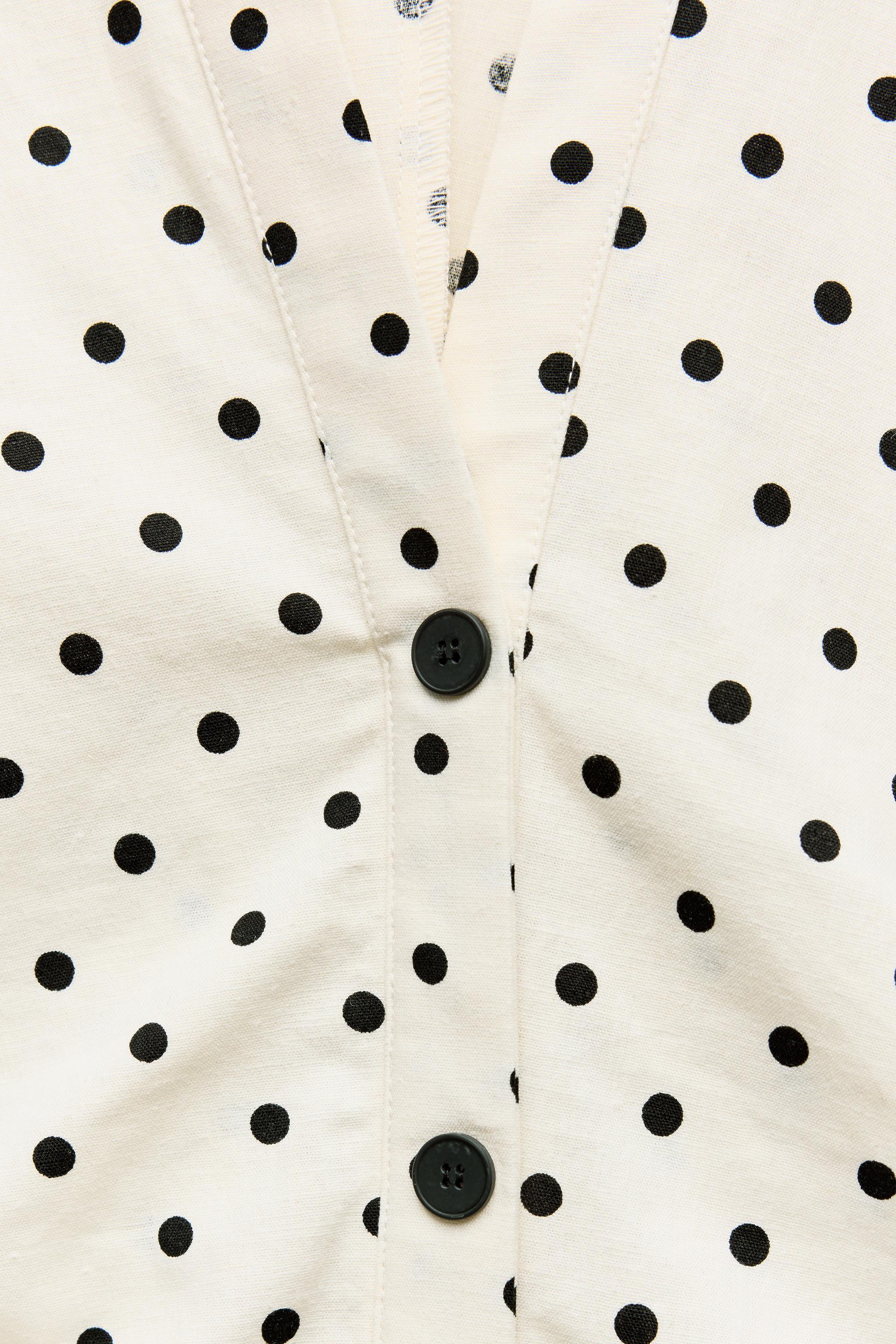 LINEN BLEND POLKA DOT MIDI DRESS Product Image